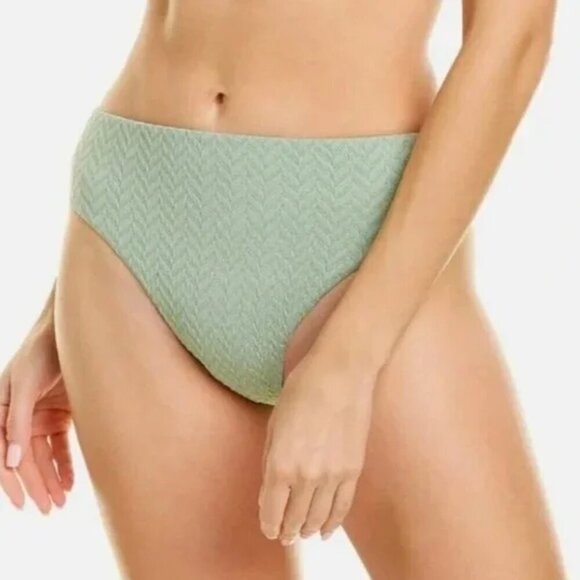 NWT PilyQ Hillary High Waist Shimmer Bikini Bottom in Aquarius Sz. M - Picture 3 of 8